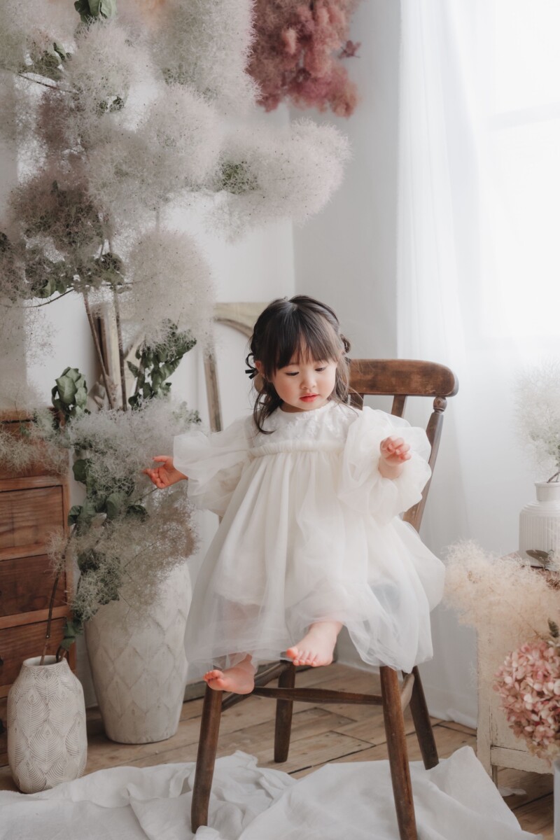 スモークツリーアンティークフォトで撮影したお子様写真